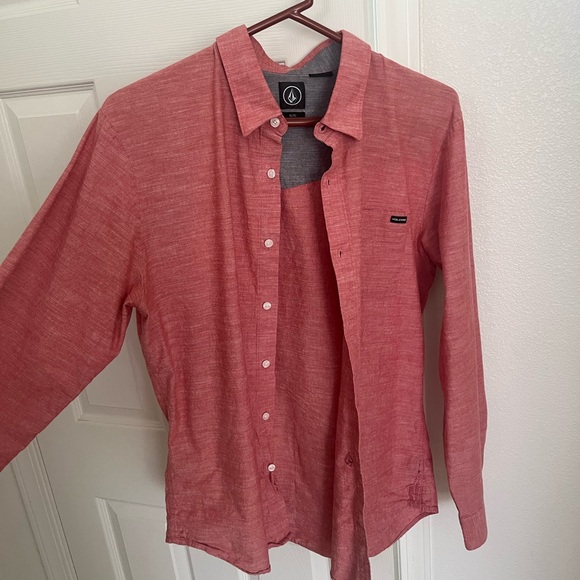 Volcom Orange Casual Button Down Shirt - Picture 1 of 4